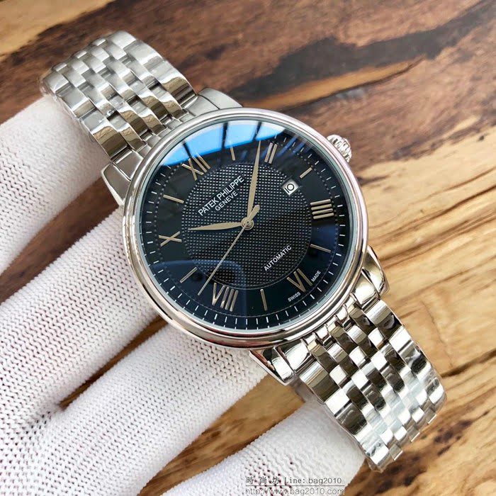 百達翡麗PATEK PHILPPE 全自動機械機芯 316L精鋼表殼 真皮錶帶 男士腕表  wssb3810